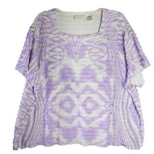 Alfred Dunner Womens Size 3X Top Blouse Ruffled Layers Floral Multicolor